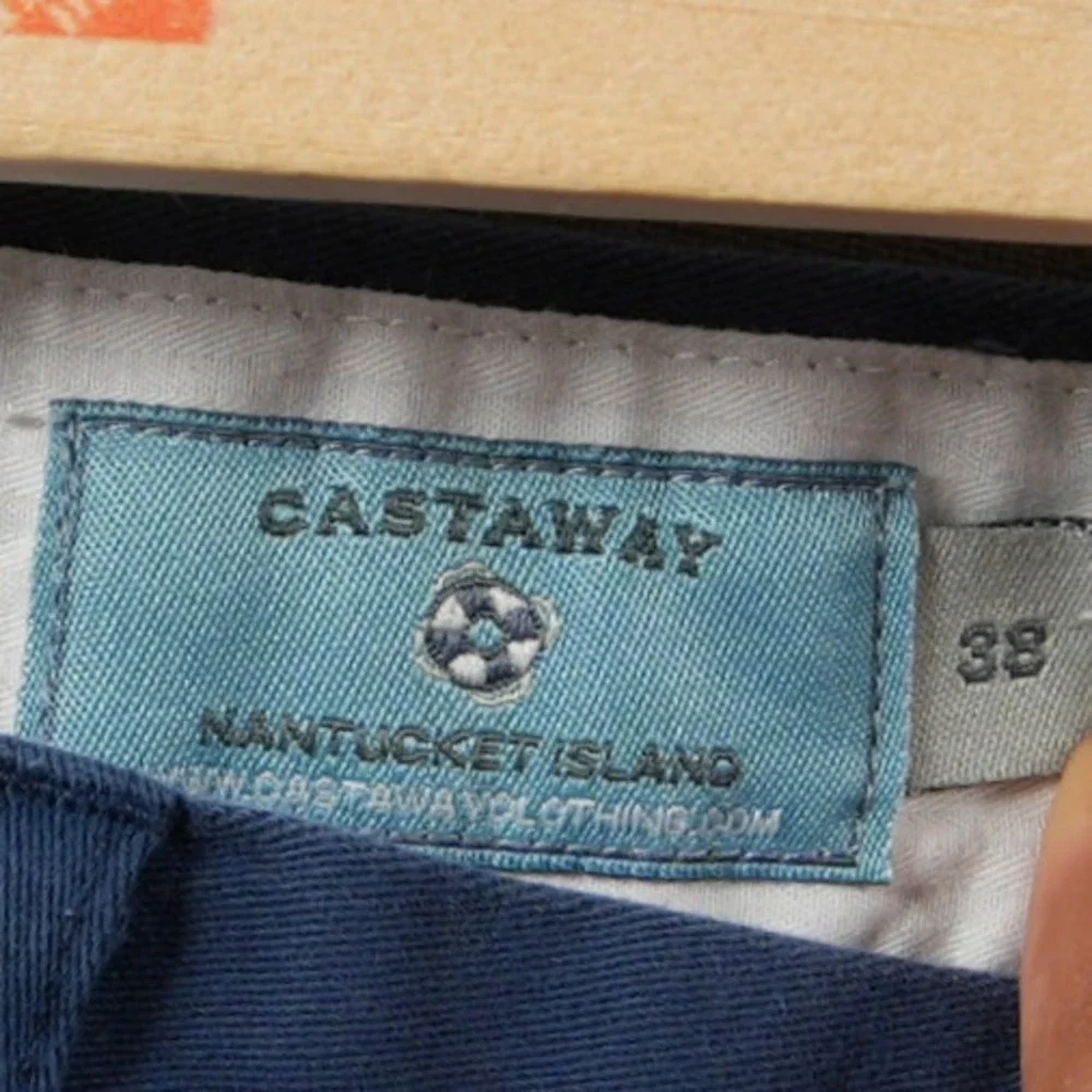 Castaway Nantucket Island Embroidered Lobster Men Coastal Prep Chino Shorts 38
